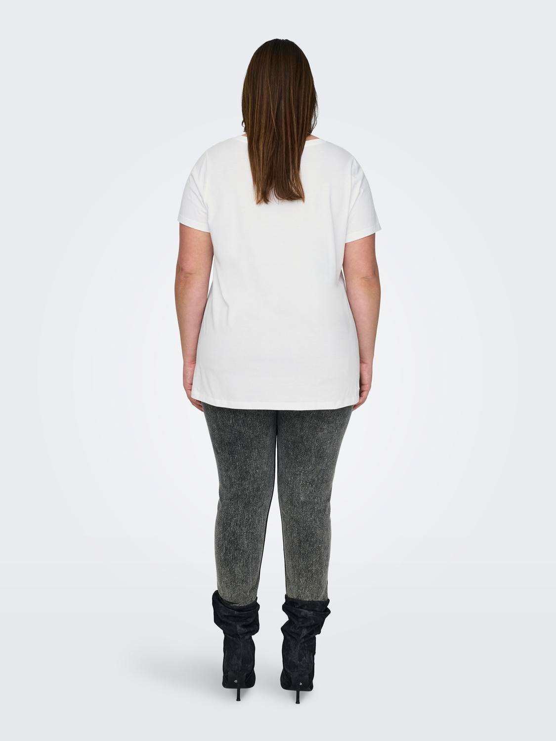 ONLY Camisetas Corte regular Cuello en V -White - 15322776