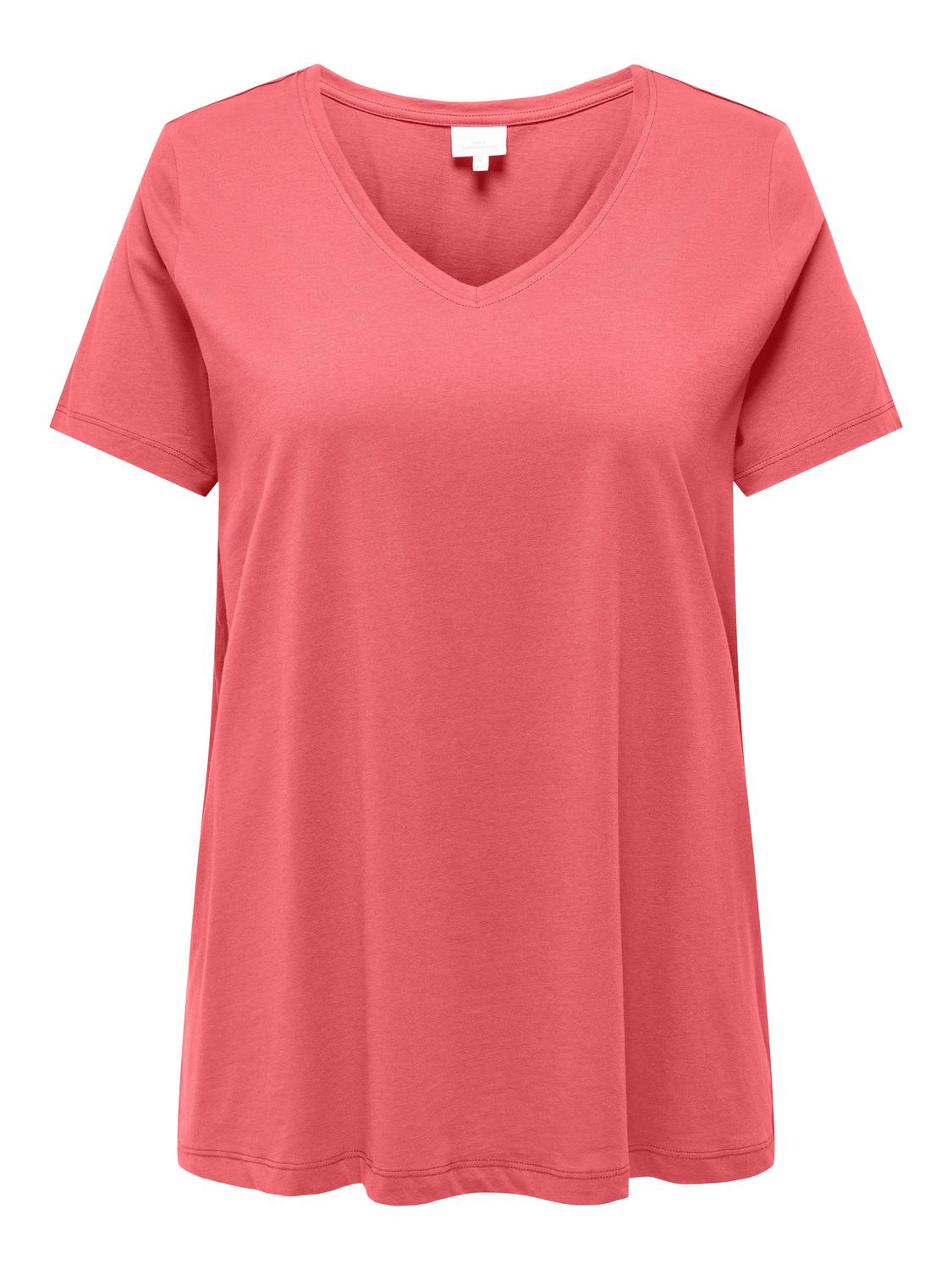 ONLY Regular Fit V-hals T-skjorte -Rose of Sharon - 15322776