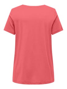 ONLY Curvy solid colored v-neck -Rose of Sharon - 15322776