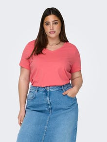 ONLY Curvy solid colored v-neck -Rose of Sharon - 15322776