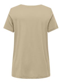 ONLY Regular Fit V-Neck T-Shirt -Pale Khaki - 15322776