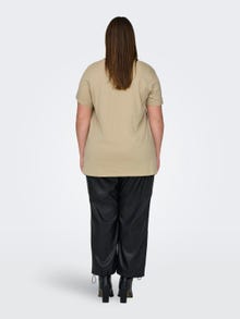 ONLY Regular Fit V-hals T-skjorte -Pale Khaki - 15322776