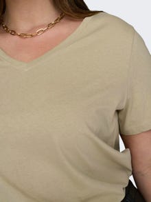 ONLY Normal passform V-ringning T-shirt -Pale Khaki - 15322776