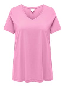 ONLY Curvy solid colored v-neck -Begonia Pink - 15322776