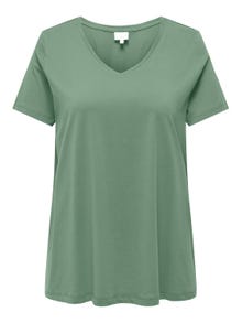 ONLY Normal geschnitten V-Ausschnitt T-Shirt -Hedge Green - 15322776