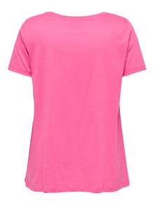 ONLY Curvy ensfarvet v-hals top -Fandango Pink - 15322776