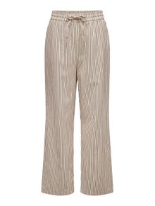 ONLY Stribede bukser med bindebånd -Pumice Stone - 15322786