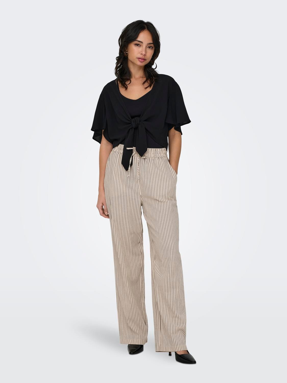 ONLY Straight Fit Mid waist Trousers -Pumice Stone - 15322786
