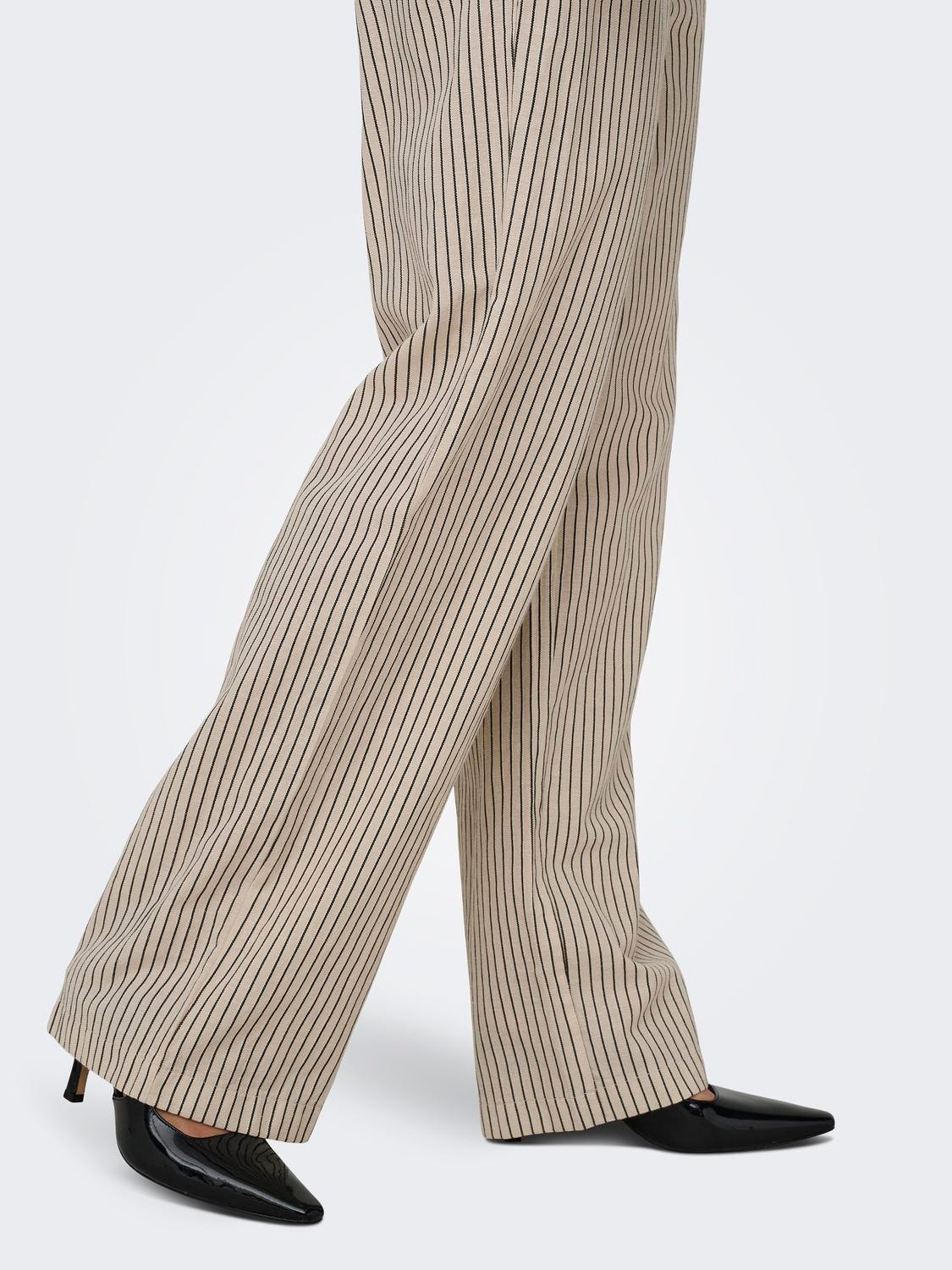 ONLY Stribede bukser med bindebånd -Pumice Stone - 15322786