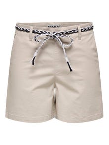 ONLY Højtaljede shorts med bælte -Pumice Stone - 15322835