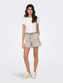 ONLY High waisted shorts with belt -Pumice Stone - 15322835