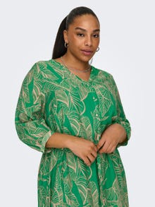 ONLY Regular Fit V-Neck Buttoned cuffs Volume sleeves Midi dress -Green Bee - 15322842