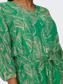 ONLY Vestido midi Corte regular Cuello en V Puños abotonados Mangas voluminosas -Green Bee - 15322842