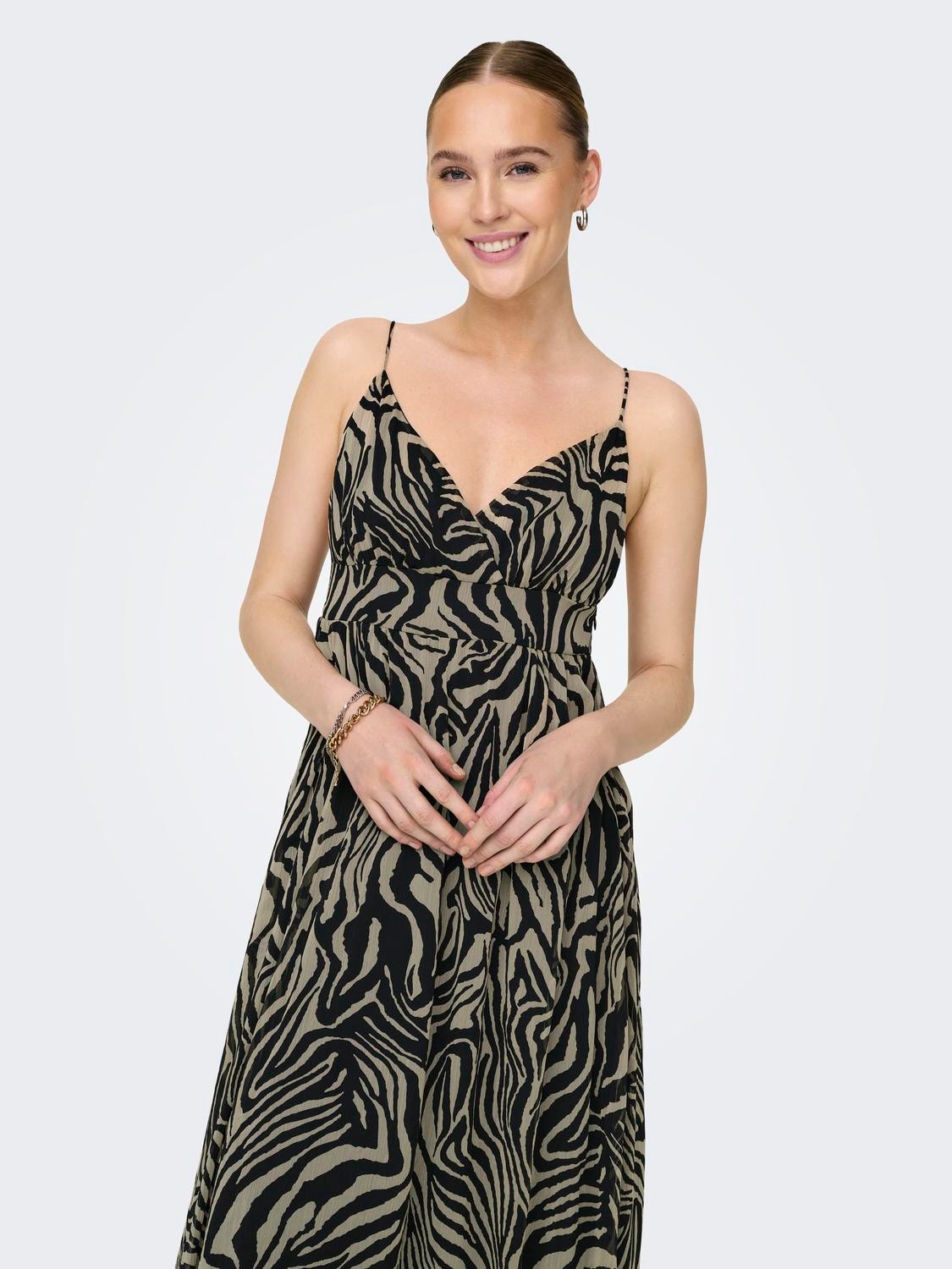 ONLY Vestido midi Corte regular Cuello en V -Black - 15322917