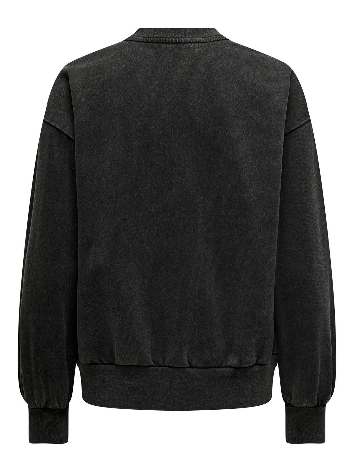 ONLY Normal geschnitten Rundhals Tief angesetzte Schulter Sweatshirt -Black - 15323076