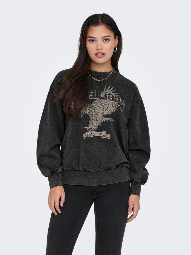 ONLY O-hals sweatshirt med print - 15323076