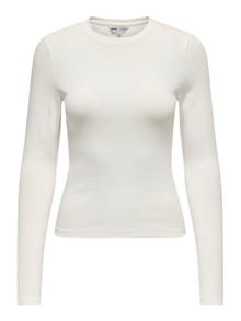 ONLY Åtsittande passform O-ringning T-shirt -Cloud Dancer - 15323159