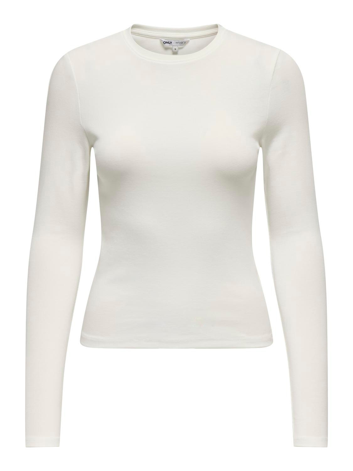 ONLY T-shirt Tight Fit Paricollo -Cloud Dancer - 15323159