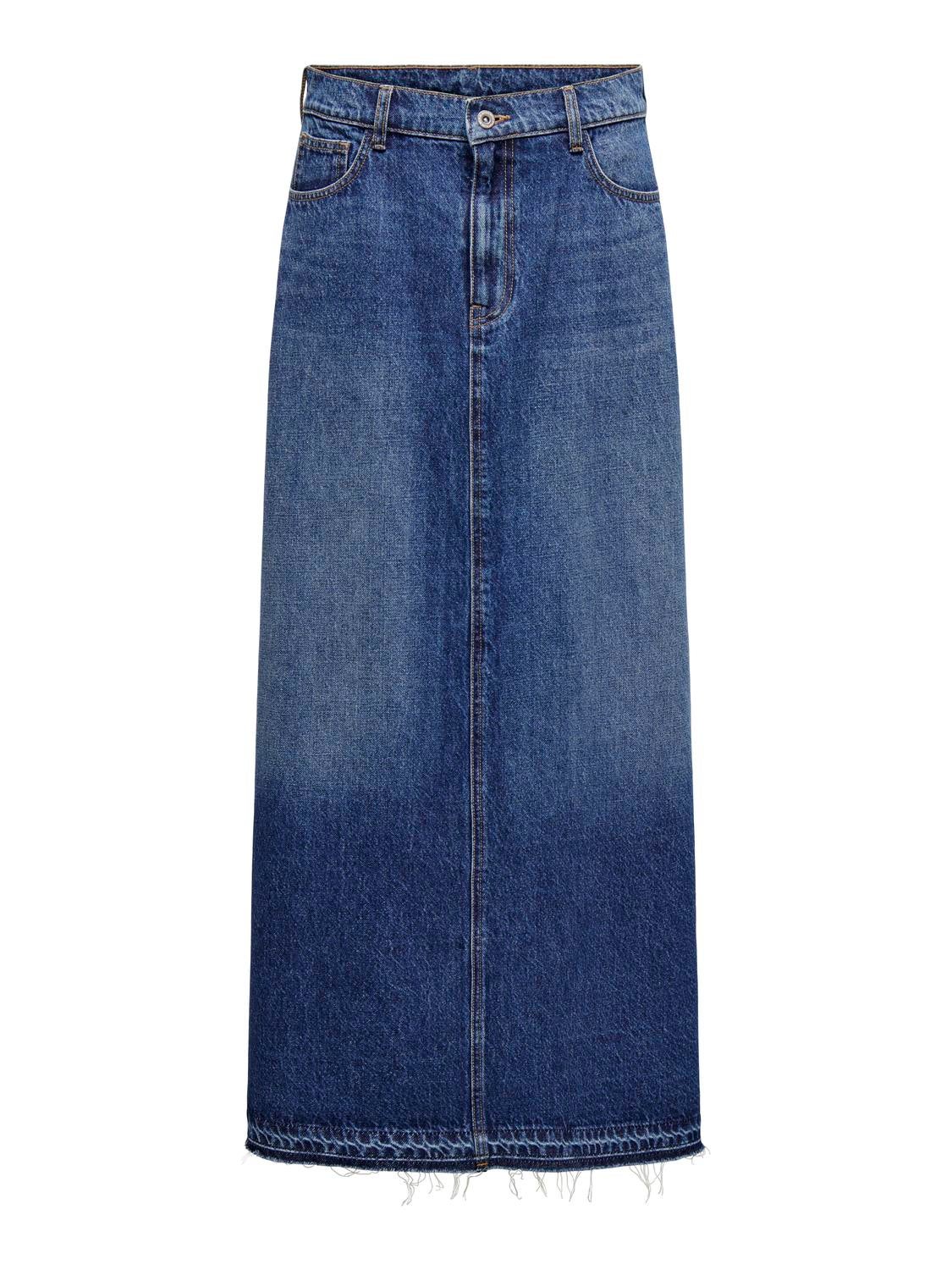 ONLY ONLLINETTE LONG SKIRT - Maxi skirt - dark blue denim/dark