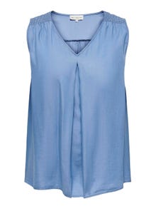 ONLY Curvy v-neck top -Medium Blue Denim - 15323251