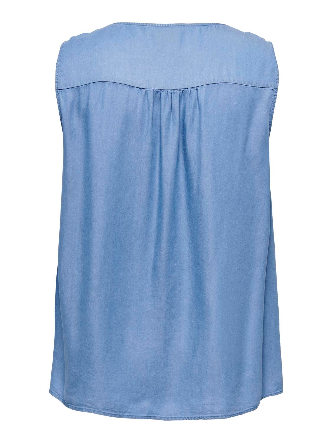 ONLY Curvy v-neck top -Medium Blue Denim - 15323251