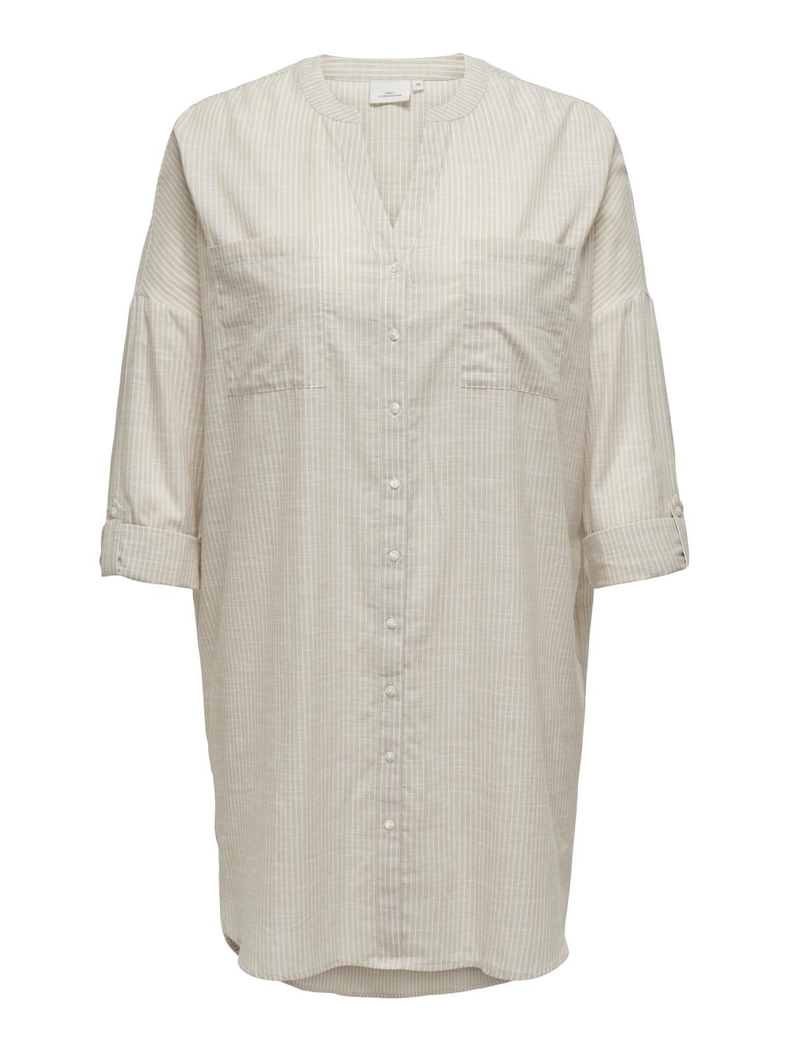 ONLY Oversize Fit Button-down collar Curve Buttoned cuffs Sleeves with fold-up Shirt -Pure Cashmere - 15323256