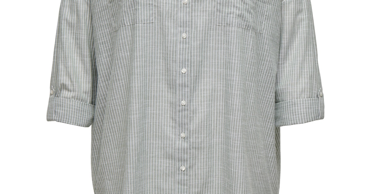 Oversized fit Button down-kraag Curve Manchetten met knoop Omgevouwen