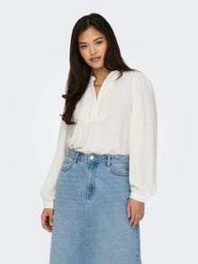 ONLY V-neck shirt with volume sleeves -Cloud Dancer - 15323274