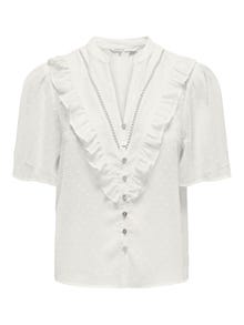 ONLY China collar top with frills -Cloud Dancer - 15323277