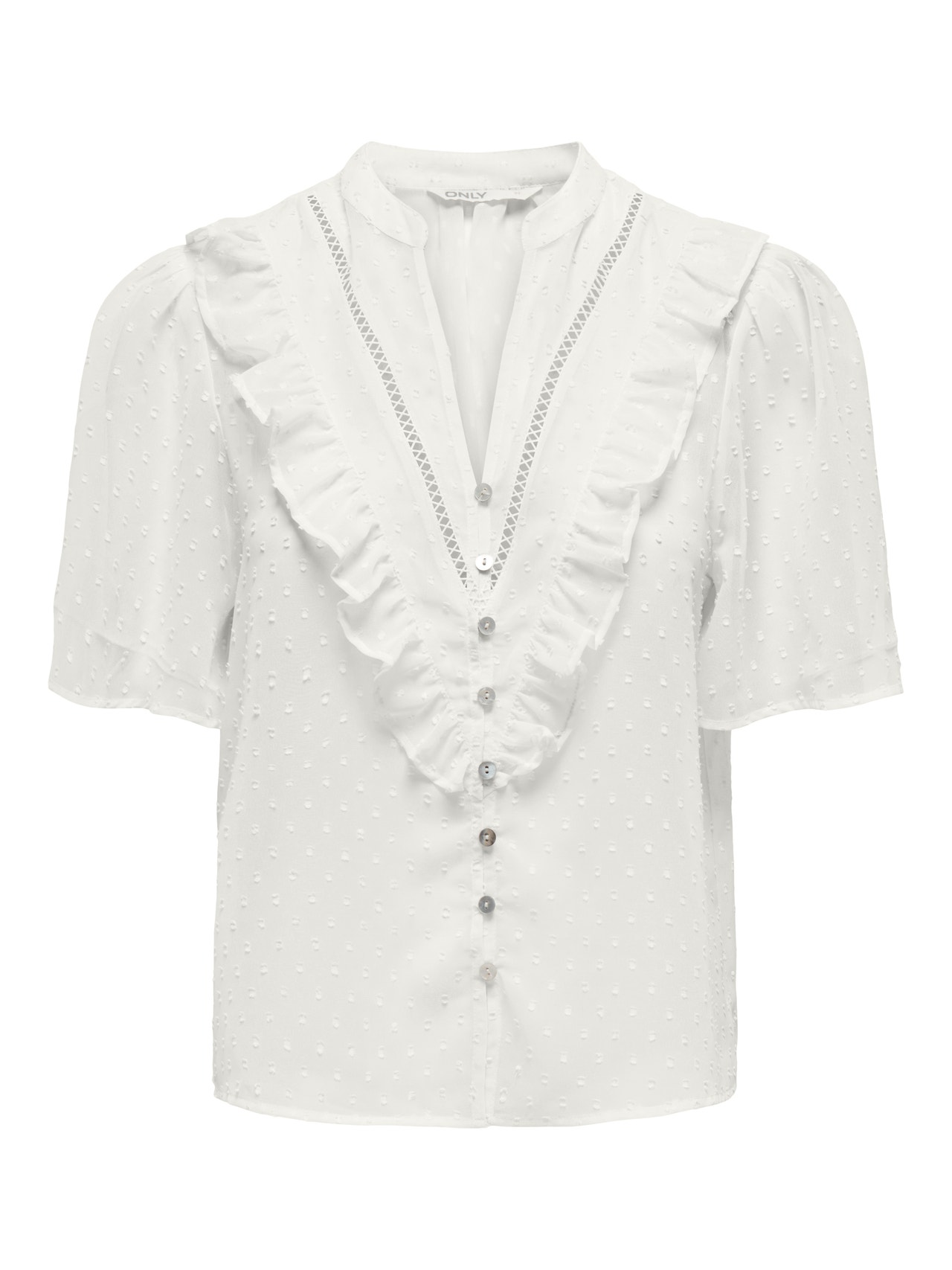 ONLY Regular Fit China Collar Volume sleeves Shirt -Cloud Dancer - 15323277