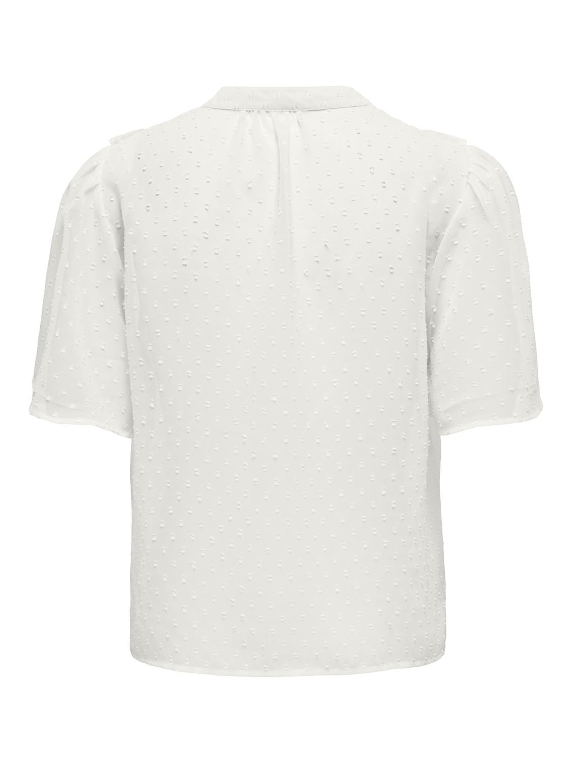 ONLY China collar top with frills -Cloud Dancer - 15323277