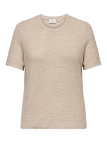ONLY Curvy strikket t-shirt -Pumice Stone - 15323295