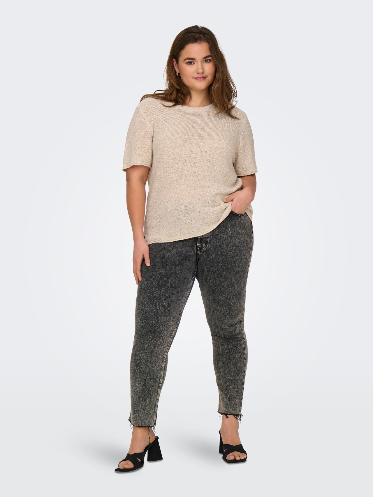 ONLY Regular Fit Round Neck Curve Pullover -Pumice Stone - 15323295