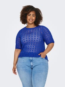 ONLY Knit Fit O-ringning Plus Pullover -Dazzling Blue - 15323298