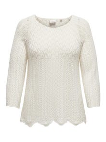 ONLY Normal passform O-ringning Plus Pullover -Cloud Dancer - 15323302