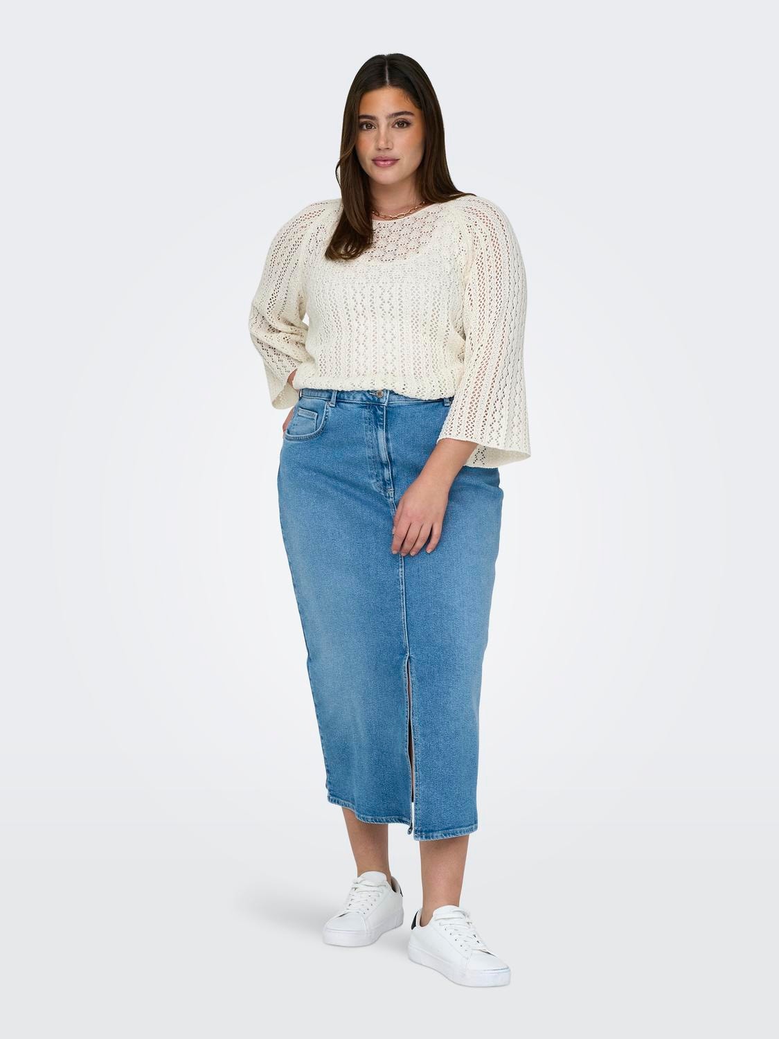 ONLY Curvy o-neck knitted pullover -Cloud Dancer - 15323302