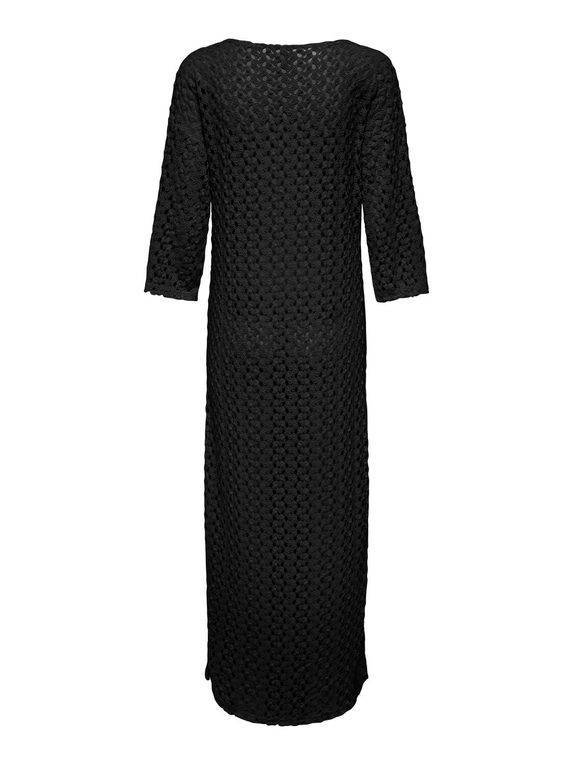ONLY Normal geschnitten V-Ausschnitt Kastige Ärmel Langes Kleid -Black - 15323312
