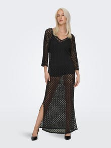 ONLY Regular fit V-Hals Box mouwen Lange jurk -Black - 15323312