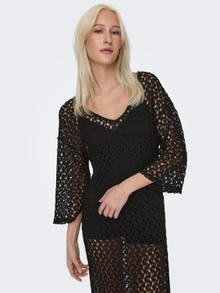 ONLY Regular fit V-Hals Box mouwen Lange jurk -Black - 15323312