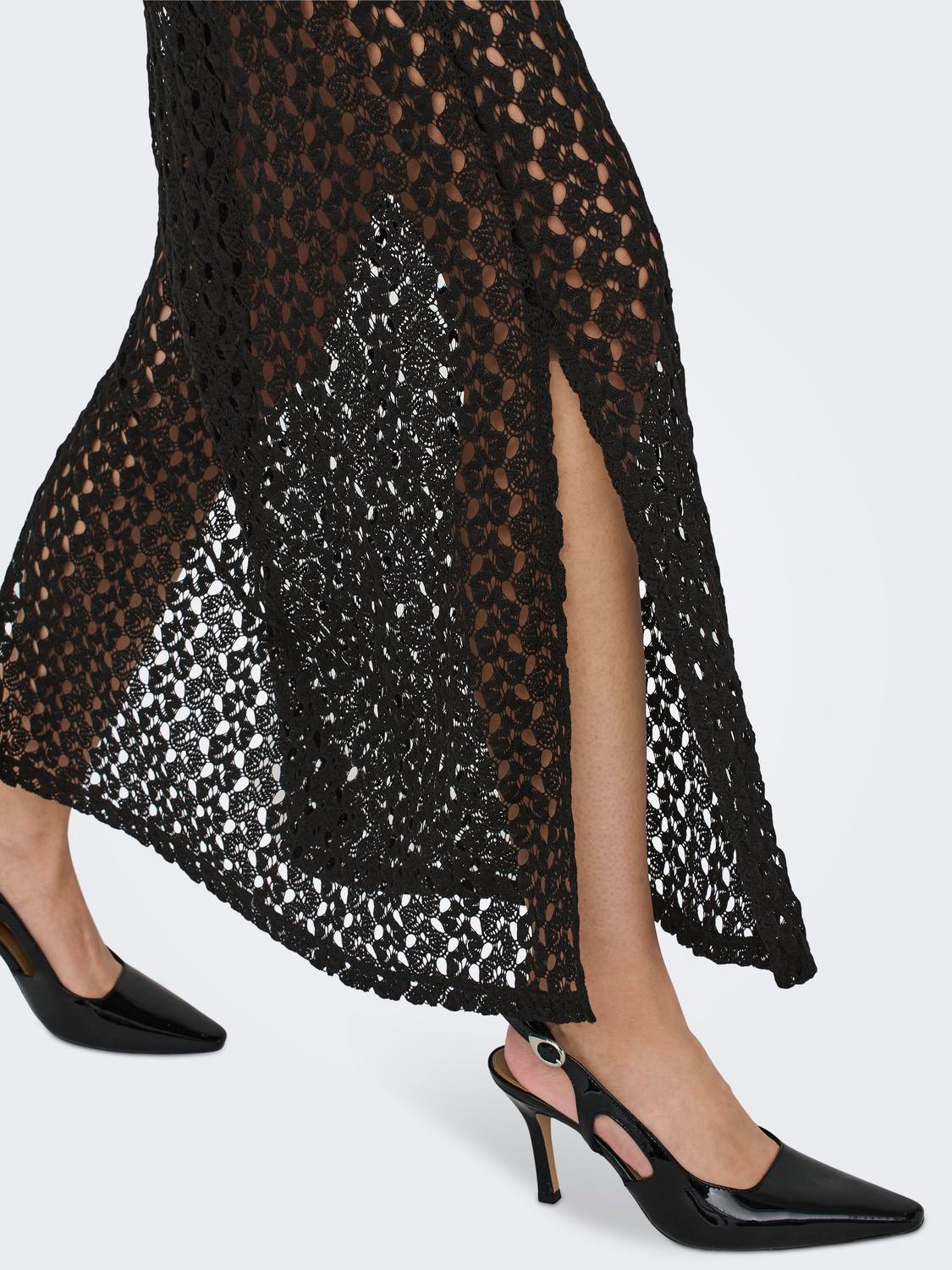 ONLY Maxi v-neck lace dress -Black - 15323312