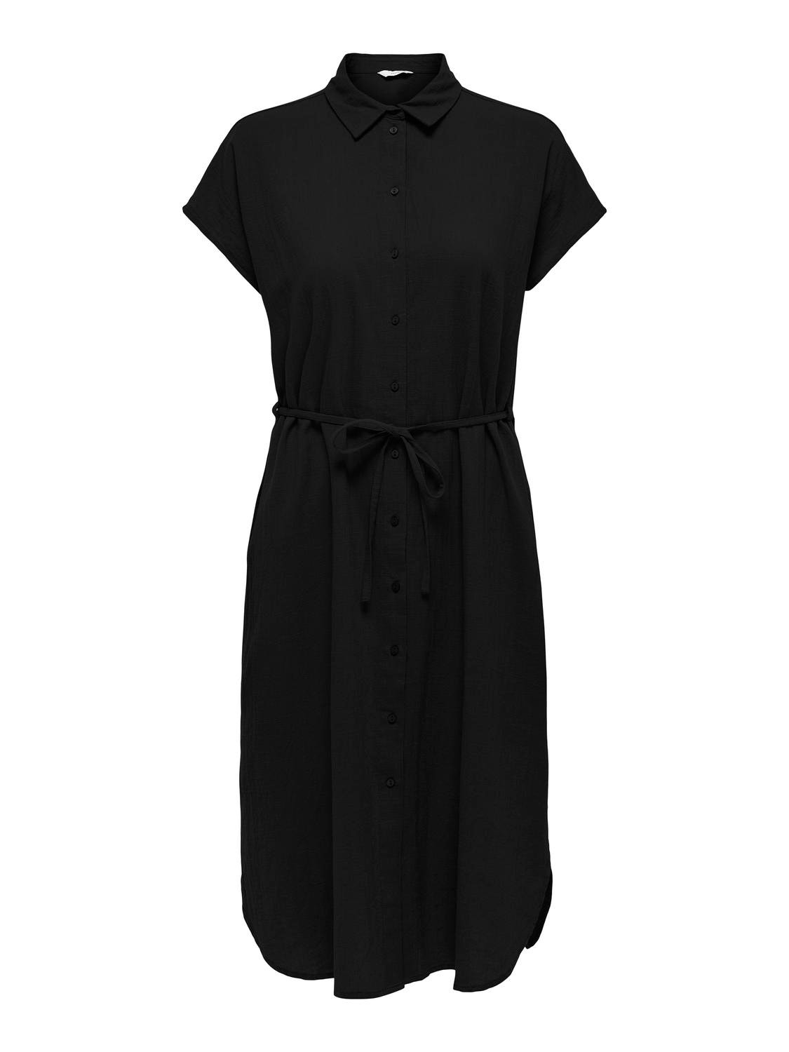 ONLY Regular Fit Shirt collar Curve Midi dress -Black - 15323370