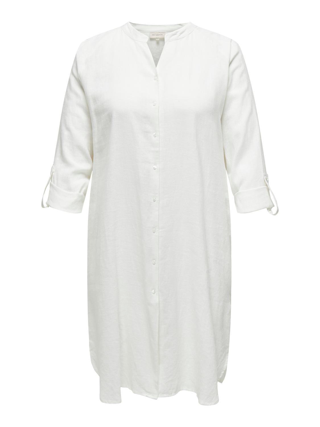 ONLY Curvy linen midi dress -Bright White - 15323378