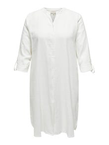 ONLY Robe midi Regular Fit Col haut Curve Manches avec revers -Bright White - 15323378