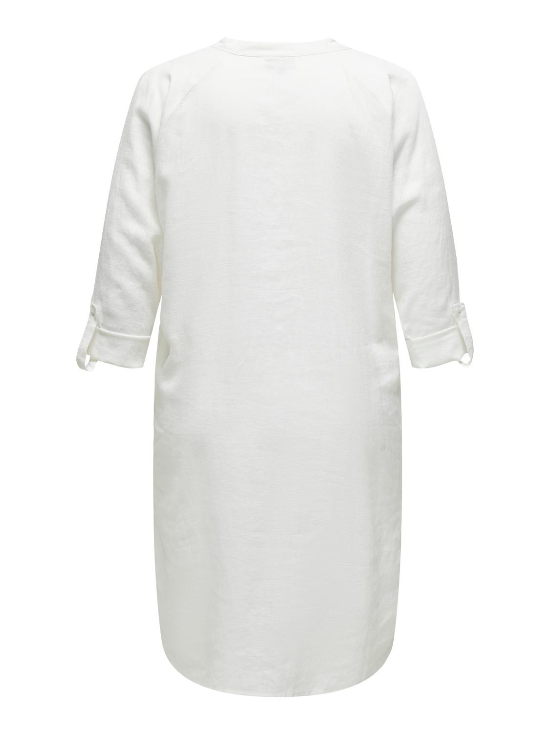 ONLY Robe midi Regular Fit Col haut Curve Manches avec revers -Bright White - 15323378