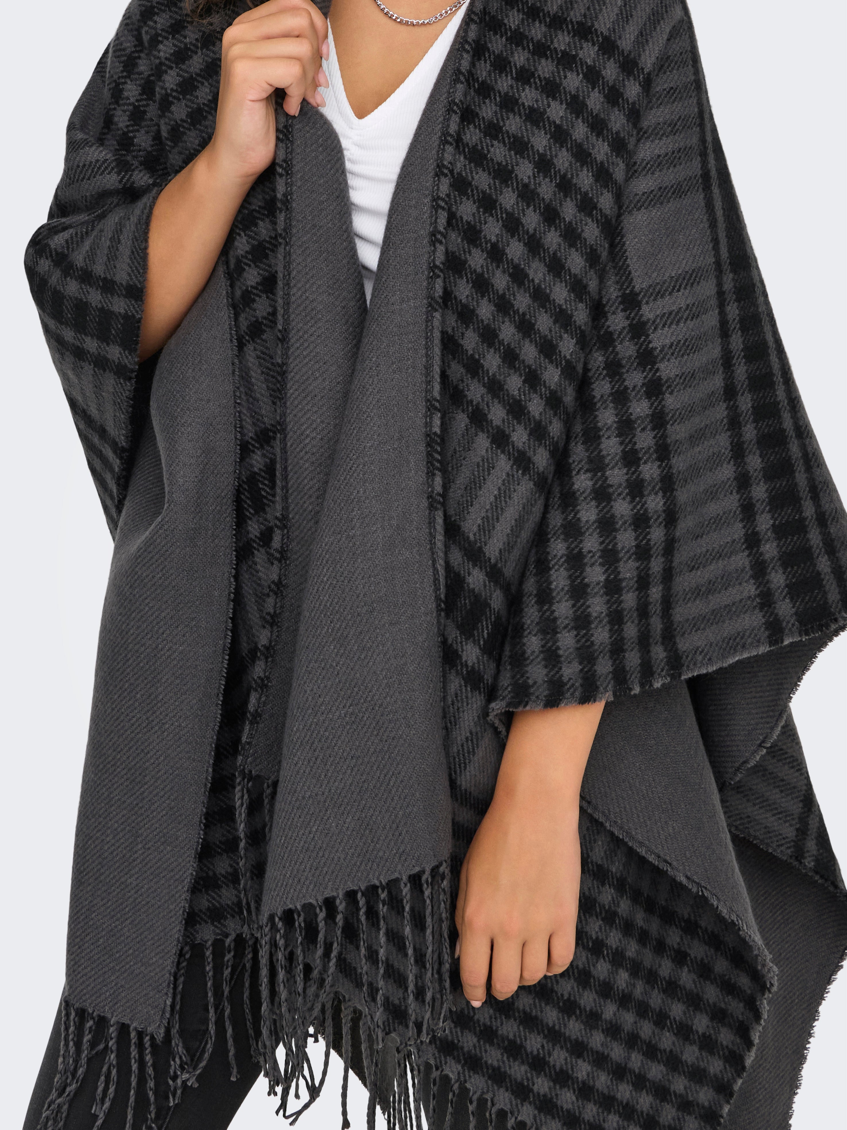IORE イオレPONCHO COAT / CHARCOAL GRAY Płaszcz damski z odpinanym kapturem