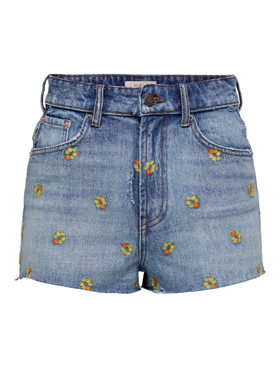 ONLY Normal geschnitten Hohe Taille Shorts -Medium Blue Denim - 15323644