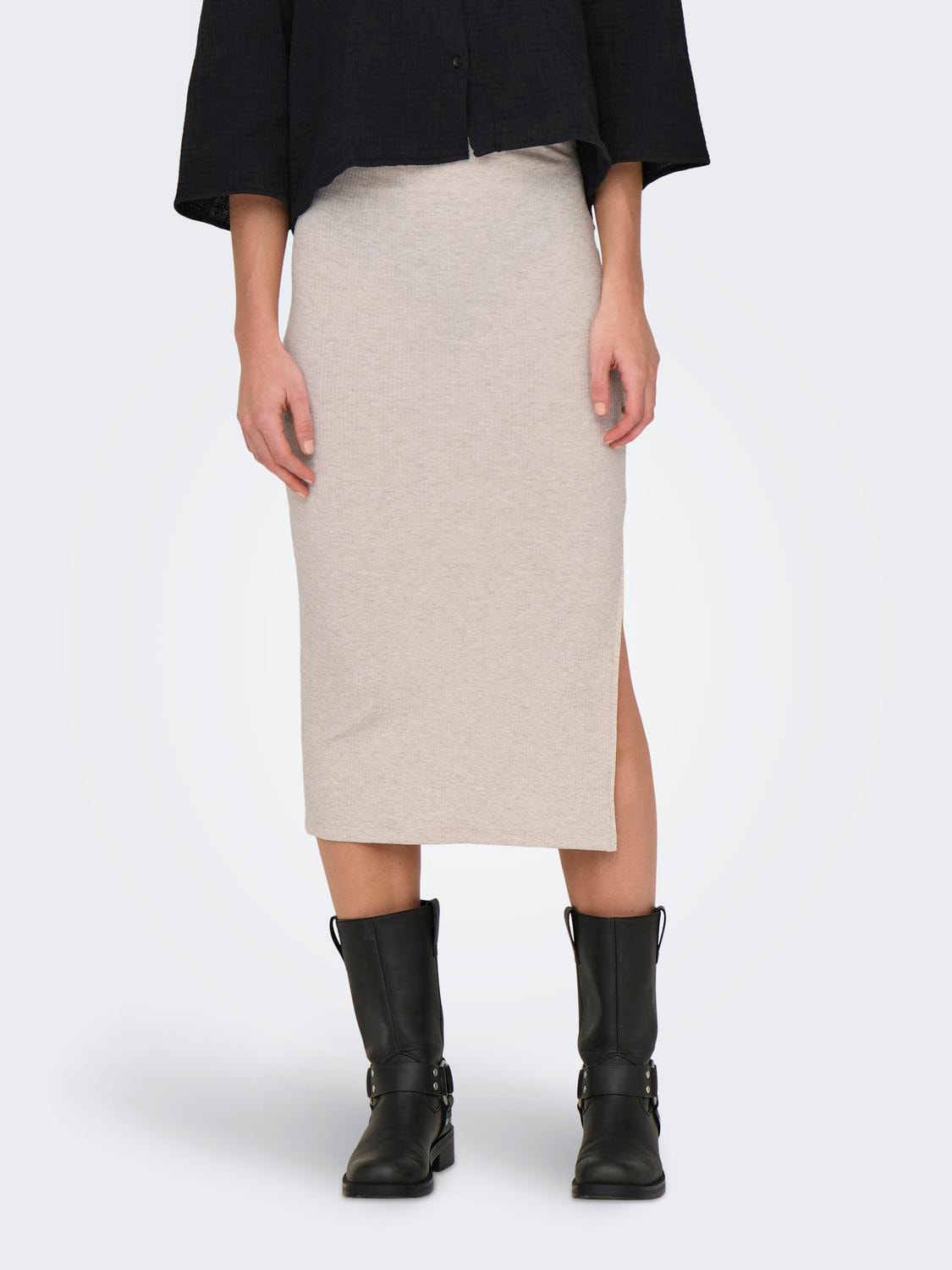 ONLY Rib midi skirt -Whitecap Gray - 15323655