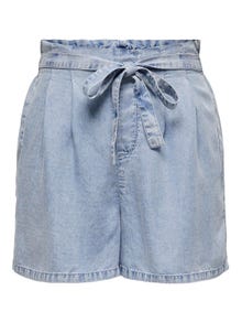 ONLY Regular fit High waist Shorts -Light Blue Bleached Denim - 15323683