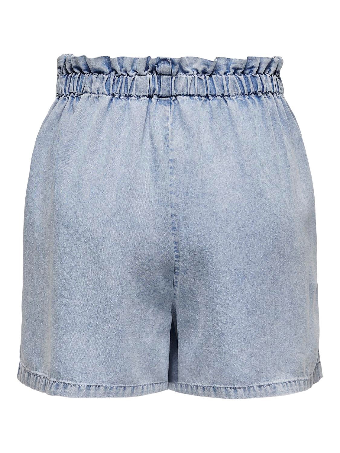 ONLY Krój regularny Wysoka talia Szorty -Light Blue Bleached Denim - 15323683