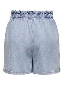 ONLY Shorts Regular Fit Taille haute -Light Blue Bleached Denim - 15323683